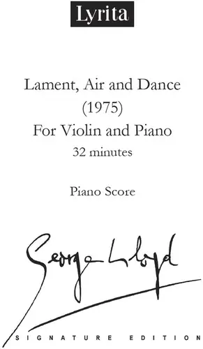 Lament Air & Dance For Violin & Piano Buy Today