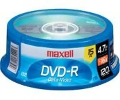 Markdown Maxell 638006 DVD-R 15PK SPN Recordable Discs 4.7GB 16x 120 Minutes Disc Spindle 15 Pack