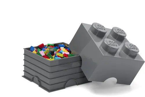 Lego Storage Brick With 4 Knobs Dark Grey Must Have