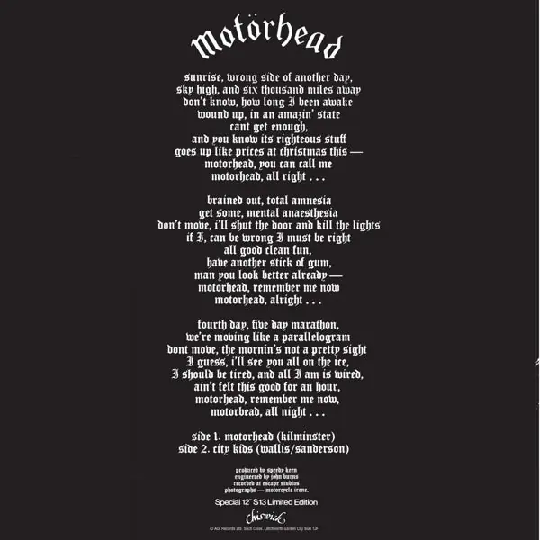 Certified Motorhead - Motorhead / City Kids (Single)